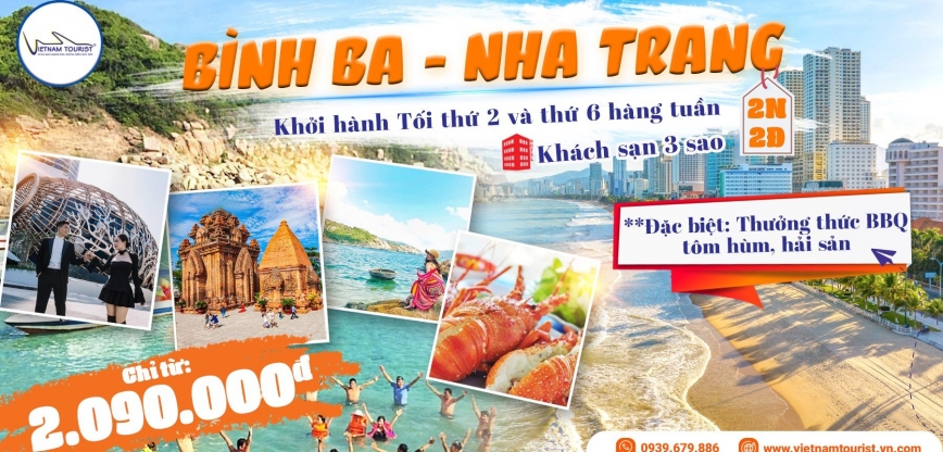 TOUR BÌNH BA - NHA TRANG 2N2Đ KHỞI HÀNH XE GIƯỜNG NẰM